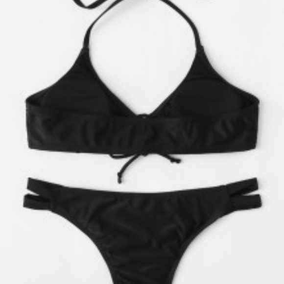 Black Slit Bottom Bikini - Picture 2 of 2